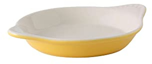 Tuxton China B8N-0902 Shirred Egg, 9 oz., 7-3/4 x 6-1/8 x 1 H, Round, Microwave and Dishwasher Safe, Oven Proof, Fully Vitrified, Ceramic, DuraTux, Saffron/Eggshell, Pack of 12