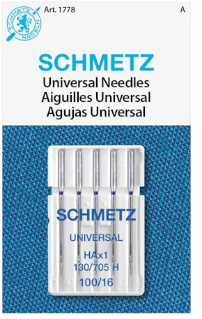 SCHMETZ Universal-Nähmaschinennadeln, robuste Mehrzweck-Nähnadel, Größe 100/16, 5-Nadel-Karte, 1 Stück