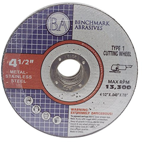Benchmark Abrasives Grinder Cut Off Wheels 4 1/2 Inch Aluminum Oxide Thin Type 1 Angle Grinder Cutting Disc for Metal & Stainless Steel - .040 Thick 7/8 Arbor, Fast Grinder Cutting Wheel - 25 Pack