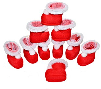 Helmecke & Hoffmann * 10 winzige Nikolausstiefel ca. 3,2cm in samtigem rot