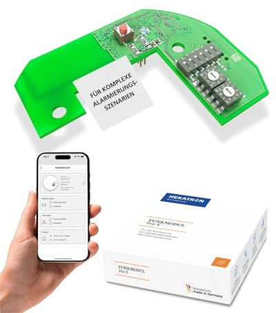 Hekatron Wireless Module Pro X, trådlös anslutning av upp till 70 rökdetektorer, för maximal säkerhet, med 6 samlingslarmlinjer, kompatibel med rökdetektorer Hekatron Genius Plus X