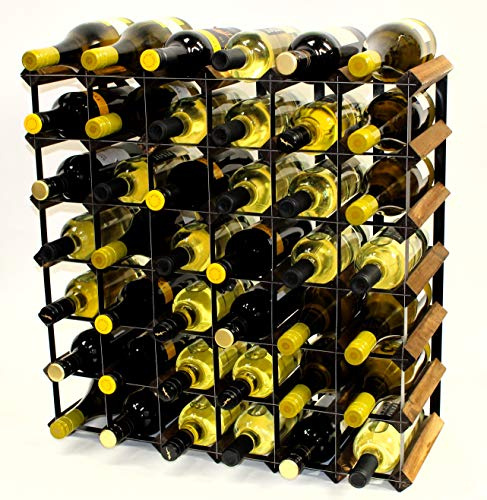 Cranville wine racks Madera Classic Nogal 42 Botella y Vino del Metal Negro en Rack ya montado