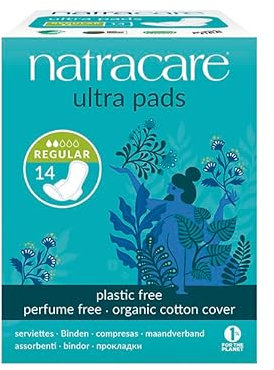 Natracare - Compresas Ultra Regular con Alas - Producto Natural - Ideal para Flujo Menstrual Poco Abundante - Para Pieles Sensibles - Absorbentes y Finas - Aptas para Veganos - 14 Compresas