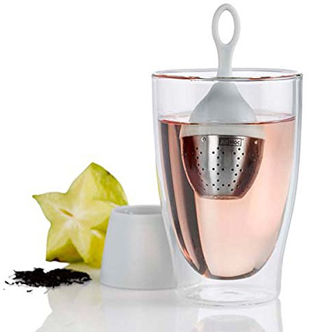 AdHoc Swimming Tea Egg Floatea, Filter, Infuser, Sieve, Strainer, Light Grey, Stainless Steel, Plastic, 12.5 cm, TE14