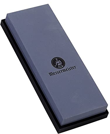 Messermeister Two-Sided Restoration Stone - Sharpens & Polishes Knives - 400 & 1000 Grit - Clog-Free Surface & Silicone Base for Secure Sharpening