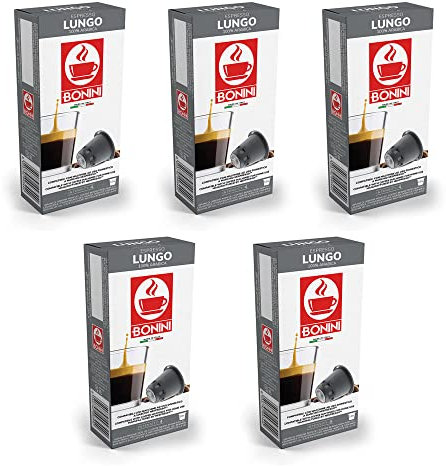 Bonini Coffee Pods, Nespresso Compatible LUNGO Coffee Pods, 5 Packs Coffee Capsules/Pods. Each Pack 10 Pods Total 50 Pods. 100% Italian coffee