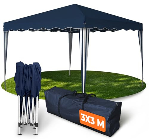 Kronenburg Tonnelle Pliable Imperméable 3x3m – Pavillon Jardin Anti-UV 50+ Système Ciseaux – Abri Extérieur Robuste Bleu