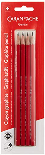 Caran d'Ache d´Ache Schulbleistift Set Edelweiss 4tlg. Holz Rot Härtegrad HB Blister Verpackung, Maße: ca. 14 cm, 0341.372, 106230, 14cm