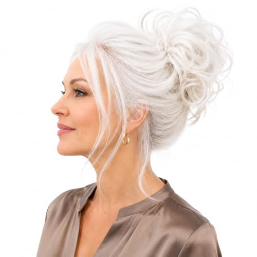 CAISHA 100% ECHTHAAR Haargummi Haarteil Haarverdichtung Platinblond H312b