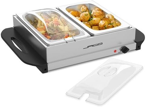 Scaldavivande Elettrico per Buffet - 2 Contenitori, 2x2,5l, Temperatura Regolabile, Acciaio Inossidabile - Chafing Dish, Buffet Server, Food Warmer