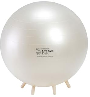 GYMNIC Sit’n’Gym Perla palla da seduta Ø 55 cm gonfiabile con piedini antiscivolo, colore bianco perla, sedia ergonomica antiscoppio per postura corretta e benessere in ufficio o a casa