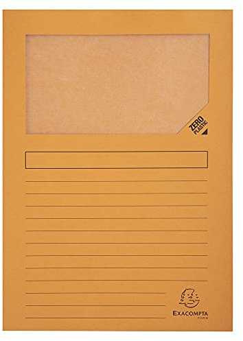 Exacompta 50104E Fenstermappen Packung, 100 Stück, mit Organisationsdruck aus Recycling-Karton 120 g, forever, Din A4, orange