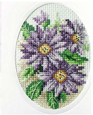 Orchidea Purple Dahlias Card Cross Stitch Kit