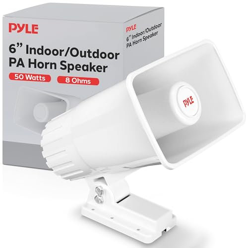 Pyle Altavoz PA para Interior/Exterior - Altavoz PA de 6 con Impedancia de 8 Ohmios y Potencia Pico de 50 Vatios - Incluye Soporte de Montaje y Accesorios - Blanco