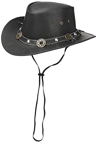 Scippis Concho Lederhut Classic Cowboyhut Australienhut schwarz, L
