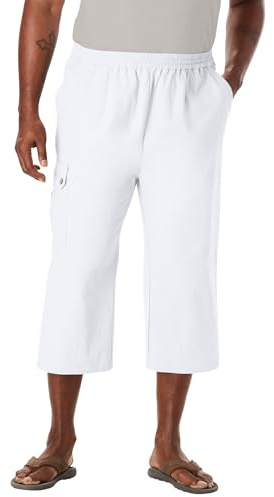 KingSize Men's Big & Tall Gauze Cargo Judo Shorts - Big - 3XL, White
