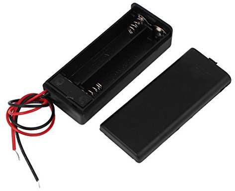 sourcing map 2 x AAA Batterie Halter Gehäuse Kasten Schalter Kabel 3V | Schwarz