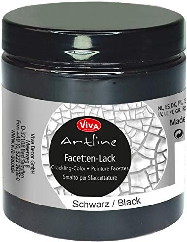 Viva Decor®️ Artline Facetten-Lack (Schwarz, 250ml) Crackle Paste - Reisslack Krakelierlack Farben - Vintage Effekt Paste - Farbe für Glas, Porzellan, Leinwand uvm. - Made in Germany