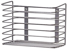 Household Essentials Door Mount Cabinet Organizer, Steel Wire Basket, Attractive Nickel Powder Coating, Great for Saving Space, Mounts to Solid Surface with Hardware Included