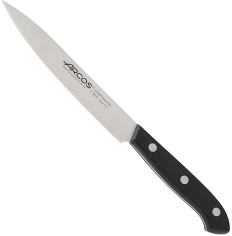 Arcos Bolonia - Cuchillo de cocina - Hoja de Acero Inoxidable NITRUM de160 mm - Mango Polioximetileno (POM) Negro | Mango de polioximetileno POM. Serie Bolonia. Color negro.