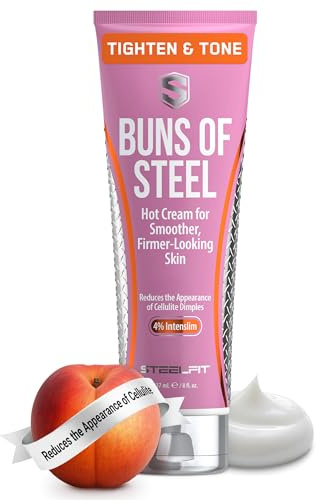 SteelFit Maximum Toning Cellulite Cream, Buns of Steel - Skin Firming & Tightening Body Lotion with Caffeine for Stretch Marks - Anti-Cellulite Remover Treatment for Booty, Thighs, Legs & Glutes