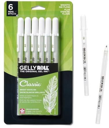 SAKURA Gelly Roll White Pens, 1 Count (Pack of 6)