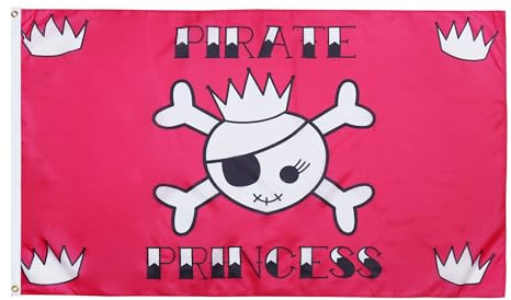 AZ FLAG Drapeau Pirate Princesse 150x90 cm Polyester 100D 2 Œillets | Usage intérieur et extérieur Drapeau décoratif corsaire coutures doubles et bords renforcés avec œillets métalliques