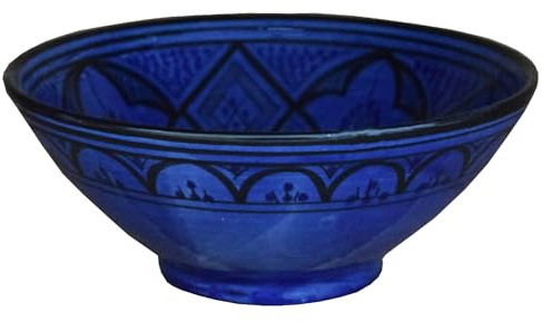 Simandra Orientalische marokkanische Keramikschale Keramik Obst Salat Reis Schale Schüssel Deko XXL Color Blau