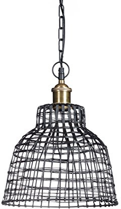 Relaxdays Pendelleuchte Gitter aus feinem Metall als Lampe in Form eines Käfigs H x D: ca. 132 x 28 cm Hängelampe aus Schmiedeeisen in Gitterform als moderne Design Deckenleuchte, schwarz
