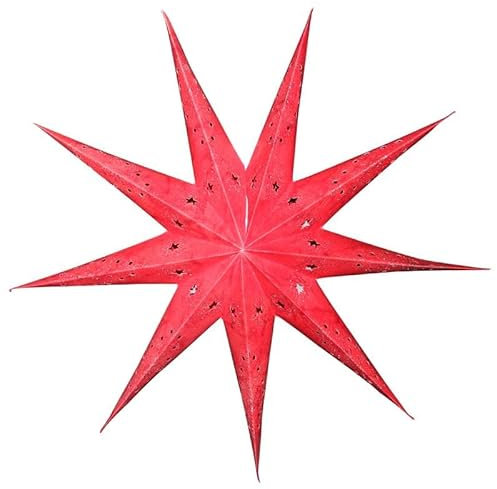 Freak Scene Papierstern - Weihnachtsstern - Stern 9zackig rot gemustert - 60 cm