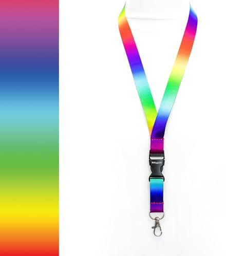 Rolseley Mehrfarbig Schlüsselband Umhängeband Trageband mit Sicherheitsverschluss und Schwenk Karabinerhaken(1 Regenbogen)