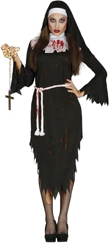 FIESTAS GUIRCA | Zombie Nonne Kostüm für Damen - Kleid, Gürtel und Haarband - Perfekt für Halloween, Horror und Religion Kostüme bei Verkleidungspartys und Karneval - Ideal für Erwachsene