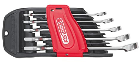 KS TOOLS - 922.0040 - Jeu de 5 clés mixtes métriques - Jeu de clé à cliquet sur support - Composé de 5 pièces de 8 à 19 mm - Angle de fourche et œil incliné à 15°