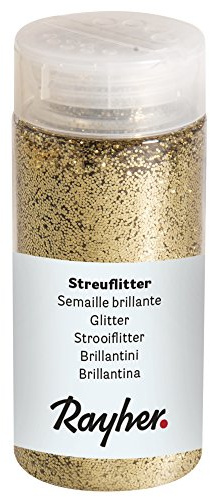 Rayher 3925806 Streuflitter, Dose mit Streudeckel, 110 g, Glitzer ideal zum Basteln, zum Dekorieren von Papier, Karton, Holz, Styropor, Keramik, Stein, gold