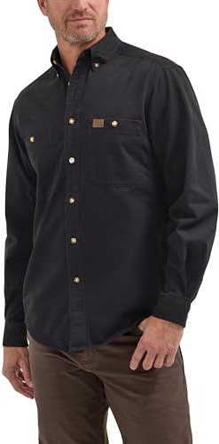 Wrangler Riggs Workwear Herren Logger Twill Langarm Arbeitshemd, schwarz, XX-Large