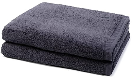Möve - 2 teiliges Frottier-Set - Superwuschel (2 X Duschtuch im Set) - 520 g/m2 - Baumwolle - Walkfrottee - saugstark - weich und flauschig - Dark Grey