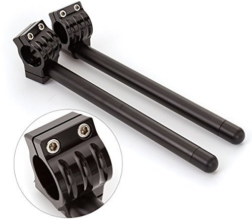 Rzmmotor 41mm 7/8 Motorcycle Aluminum CNC Regular Fork Tube Clip On Handlebar Replaceable Fit for CBR600 F1,ZX6R Ninja 650 Universal Bike Cafe Racer Black
