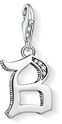 THOMAS SABO Charm-Anhänger Buchstabe B silber 925er Sterlingsilber, Geschwärzt