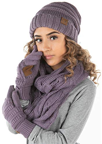 Funky Junque Oversized Slouchy Beanie Infinity Scarf Texting Glove Matching Set