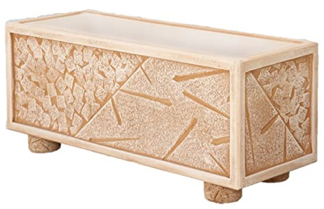 AnaParra Jardinera Hormigón aligerado Modelo Invierno 79x28x37cm. Resistente UV, heladas, Vientos. Sin Mantenimiento. Peso: 34Kg. Color: Teja