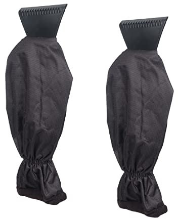 Invero Set of 2 Ice Scraper De-Icer Tool with Waterproof Glove Lined Thick Fleece for Cars, Vans and Pick Up Trucks - Scraper will Scrape Frost, Snow and Ice from Windscreens and Side Windows