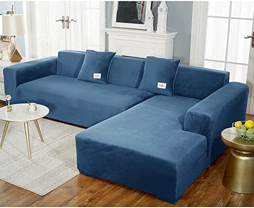 uyeoco Samt Sofabezug L-Form Couchbezug Weich 1 Stück Elastische Lounge-Sessel Sofahusse waschbare Katzen Hunden Möbelschutz (Color : L, Size : 235-300cm)