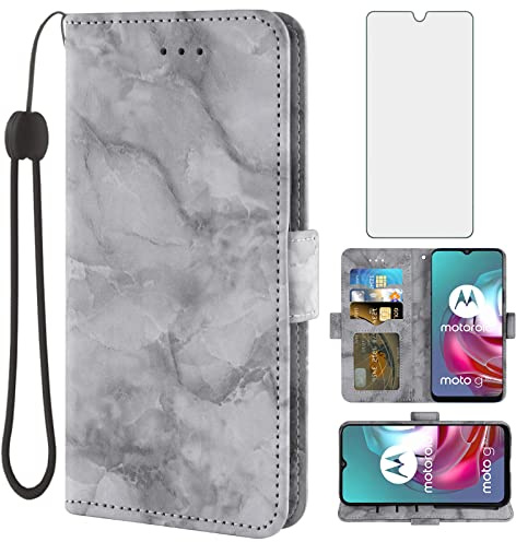 Asuwish Funda de teléfono para Moto G30G20G1010 Power 2021 con protector de pantalla y cubierta de cartera de mármol, ranura para tarjetas, soporte celular MotoG30 MotoG20 MotoG10 Motorola G 30 20