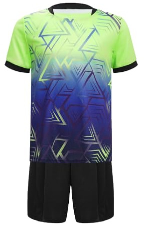 Yeahdor Kinder Jungen Sport Kleidung Kurzarm Sportshirt mit Kurz Hose Loose Fit Fußball Basketball Sportanzuzg Trainingsanzug