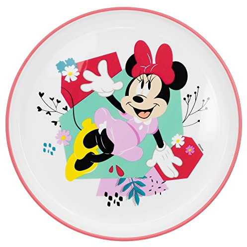 Stor ZWEIFARBIGER KINDERTELLER. NON-SLIP-BODEN. BPA-FREI | MINNIE MOUSE MOUSE BEING MORE MINNIE MOUSE, Zweifarbig