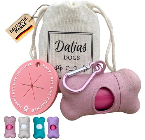 DALIAS DOGS 5-in-1 Kotbeutelspender aus Weizengras, kompostierbare Beutel, Leckerlibeutel & Halter