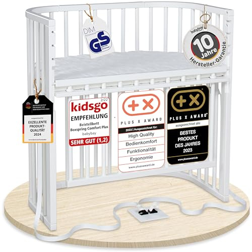 babybay Boxspring Comfort Plus Beistellbett, weiß lackiert mit Matratze Classic Cotton Soft