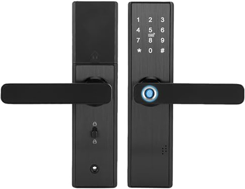 Keyless Entry Türschloss, Smart Lock mit Mechanischem Schlüssel für Tuya WiFi APP, Fingerabdruck Türschloss mit Griff, Passcode Entriegelung, IC Karte, Tastatur Türschloss für Wohn