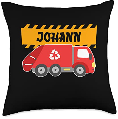 Waste Collector Dump Trash Recycling Lover Johann Trash Truck for Kids Collector Ecologist Garbage Throw Pillow, 18x18, Multicolor
