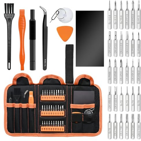 VCELINK Set Cacciaviti Precisione 38 Pcs, Magnetici Mini Cacciavite con Torx T1 T2 T3 T4 T5, Kit Smontaggio e Riparazione per Cellulari, PS4, Xbox, Fotocamera, Laptop, Orologio, Occhiali